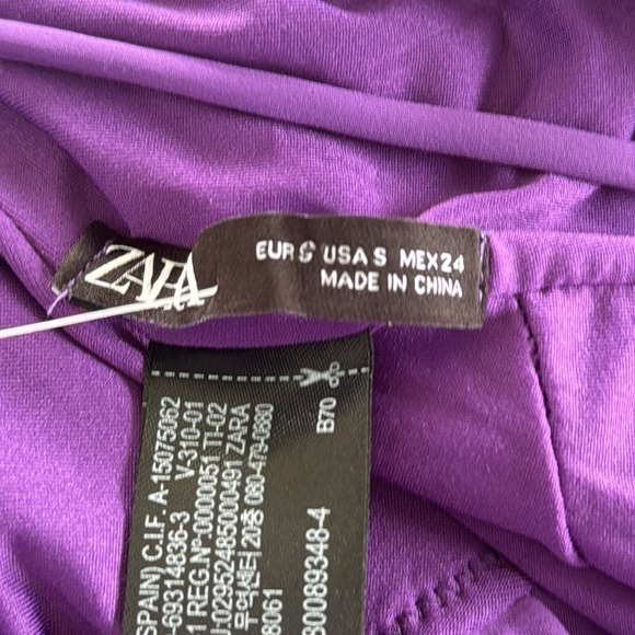 ZARA Swimwear purple deep-v ruffle strappy high cut one piece bathing suit small - Picture 12 of 16